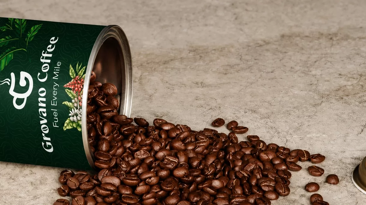 Grovano Coffee logo and Packaging Design